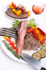 tender beef fillet steak with vegetables