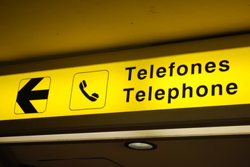 Telephone sign on airport