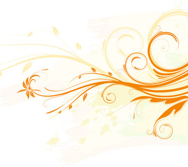Vector illustration of orange Grunge Floral Background