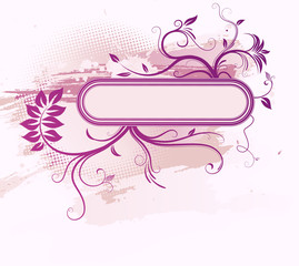 Vector illustration of violet Grunge Floral Decorative frame