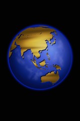Globe centered on east Asia