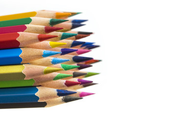 Color pencils on white background