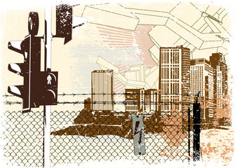 Vector illustration of style urban background