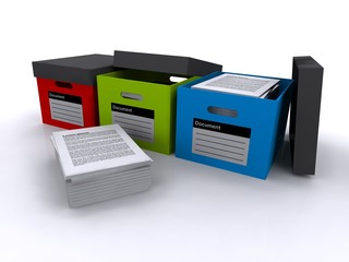 Three document storage boxes
