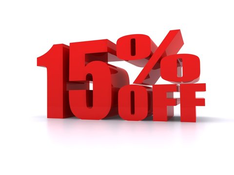 15% Percent Off Promotion Sign