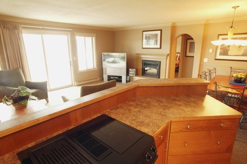 Looking out onto living room