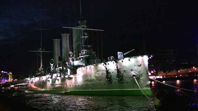 night ship Avrora on Neva
