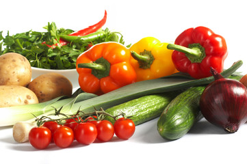 Fototapeta na wymiar Fresh Vegetables, Fruits and other foodstuffs.