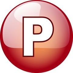 P character button - red 3d