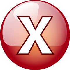 X character button - red 3d