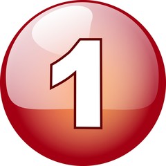 one number character button - red 3d