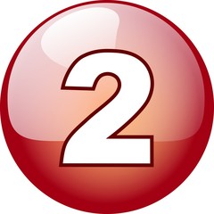two number character button - red 3d