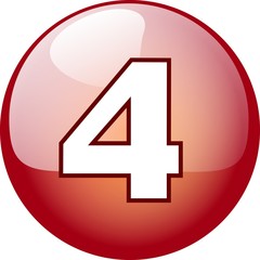 four number character button - red 3d