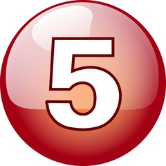 five number character button - red 3d