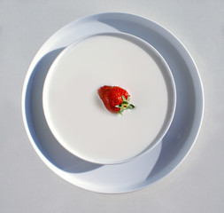 strawberry in  milk