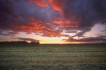 Scenic sunrise/set over field