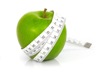 Green apples measured  the meter, sports apples