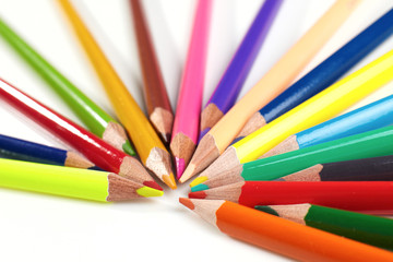 Fototapeta premium Color pencils on white background