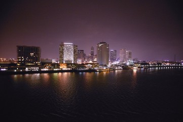 A city view at night