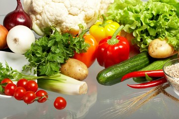 Fresh Vegetables, Fruits and other foodstuffs.