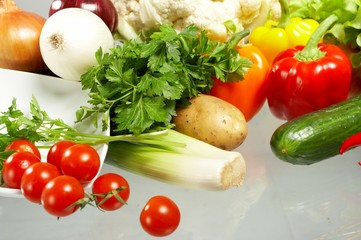 Fresh Vegetables, Fruits and other foodstuffs.