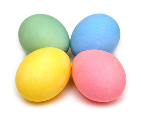 Fototapeta na wymiar four colored easter eggs