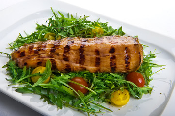Grilled pork with fresh salad