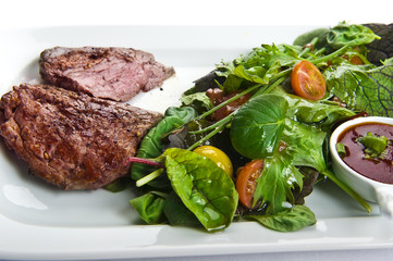 Beef steak with salad
