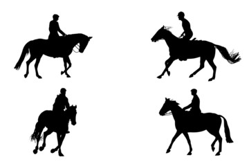 four   horseback riding silhouettes