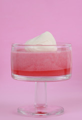 pink jelly and mousse dessert
