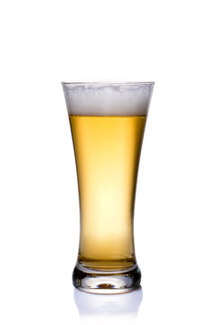 Beer glass glass over a white background