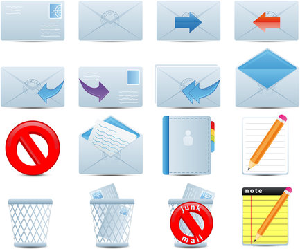 Email set of 16 icons