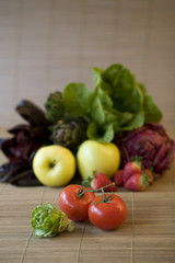 Freshly harvested organic fruits and vegetables