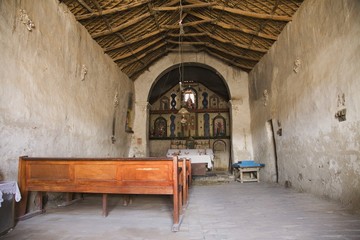 Interior of a church in Guallatire, South America