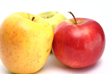 three multicolored apples