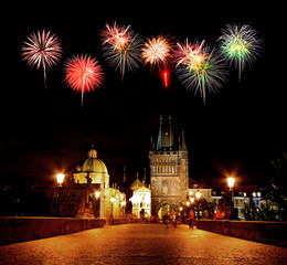 The night view of the beautiful Prague City