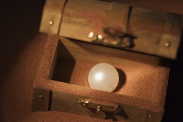 Pearl in a wooden box