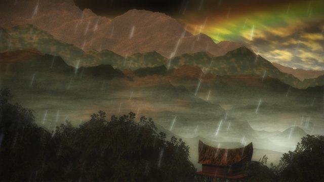 (1075) Monsoon Primitive Asian Tropical Jungle, Rainbow Looping