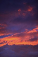 Clouds in sky with pink glow