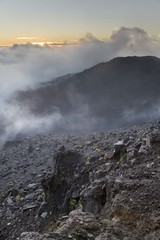 Haleakala crater with smoke