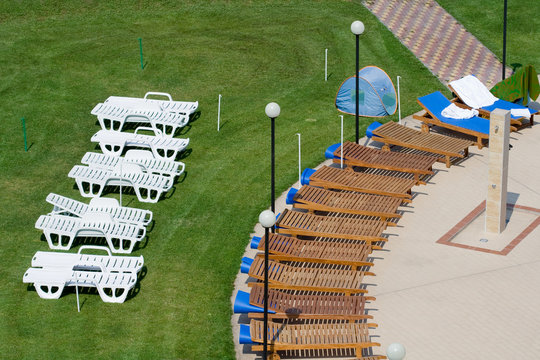 Chairs in hotel park