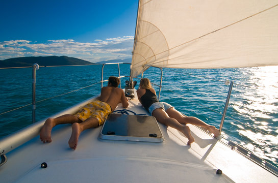 Young couple on the deck