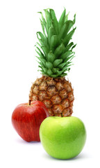 Fresh pineapple and apples