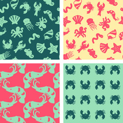 seamless patterns - coquillages & crustacés