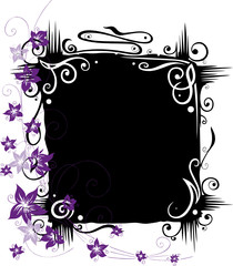 Rahmen mit lila Bl&uuml;tenranke