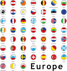 isolated european round flags
