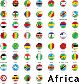 isolated african round flags