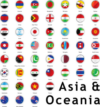 isolated asian round flags