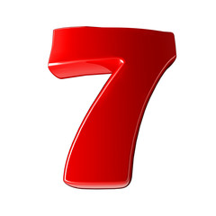 seven - 3d red number