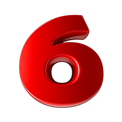 Six - 3d red number
